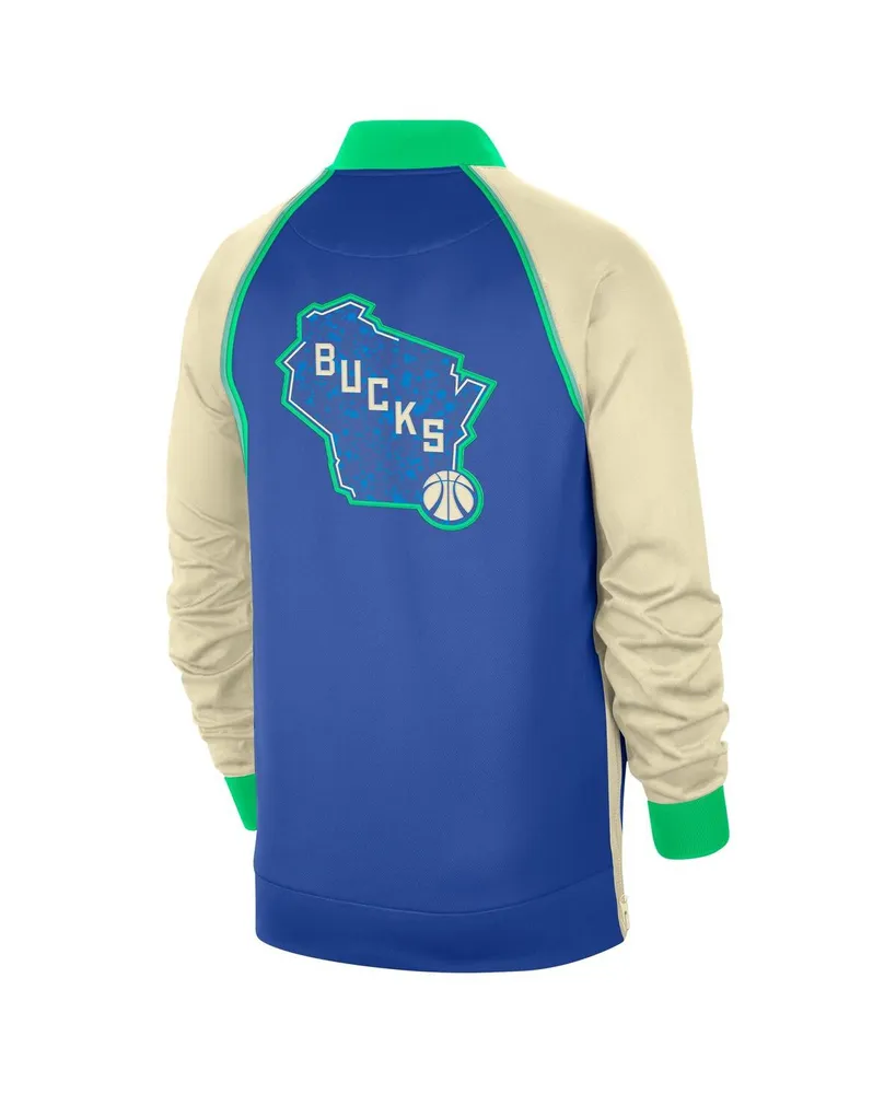 Men's Nike Royal Milwaukee Bucks 2023/24 City Edition Authentic Showtime Performance Raglan Full-Zip Jacket