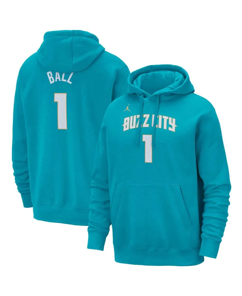 Men's Jordan LaMelo Ball Teal Charlotte Hornets 2023/24 City Edition Name and Number Pullover Hoodie