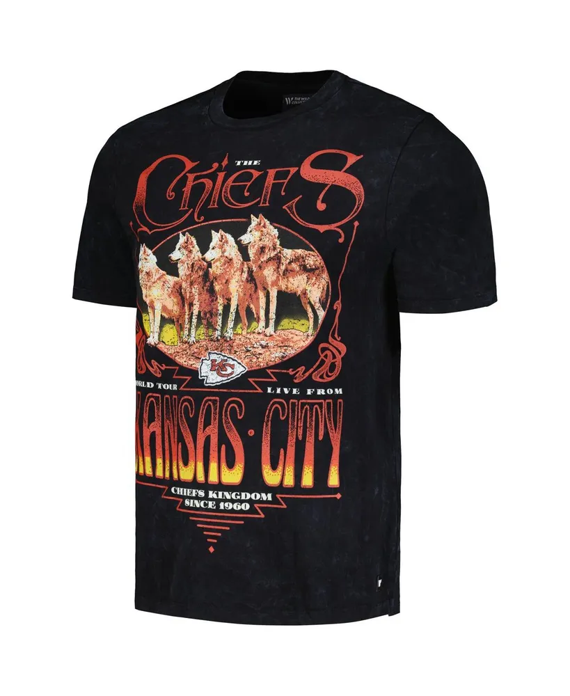 Men's and Women's The Wild Collective Black Distressed Kansas City Chiefs Tour Band T-shirt