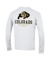 Men's Champion White Colorado Buffaloes Team Stack 3-Hit Long Sleeve T-shirt