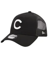 Men's New Era Black Chicago Cubs A-Frame 9FORTY Trucker Adjustable Hat