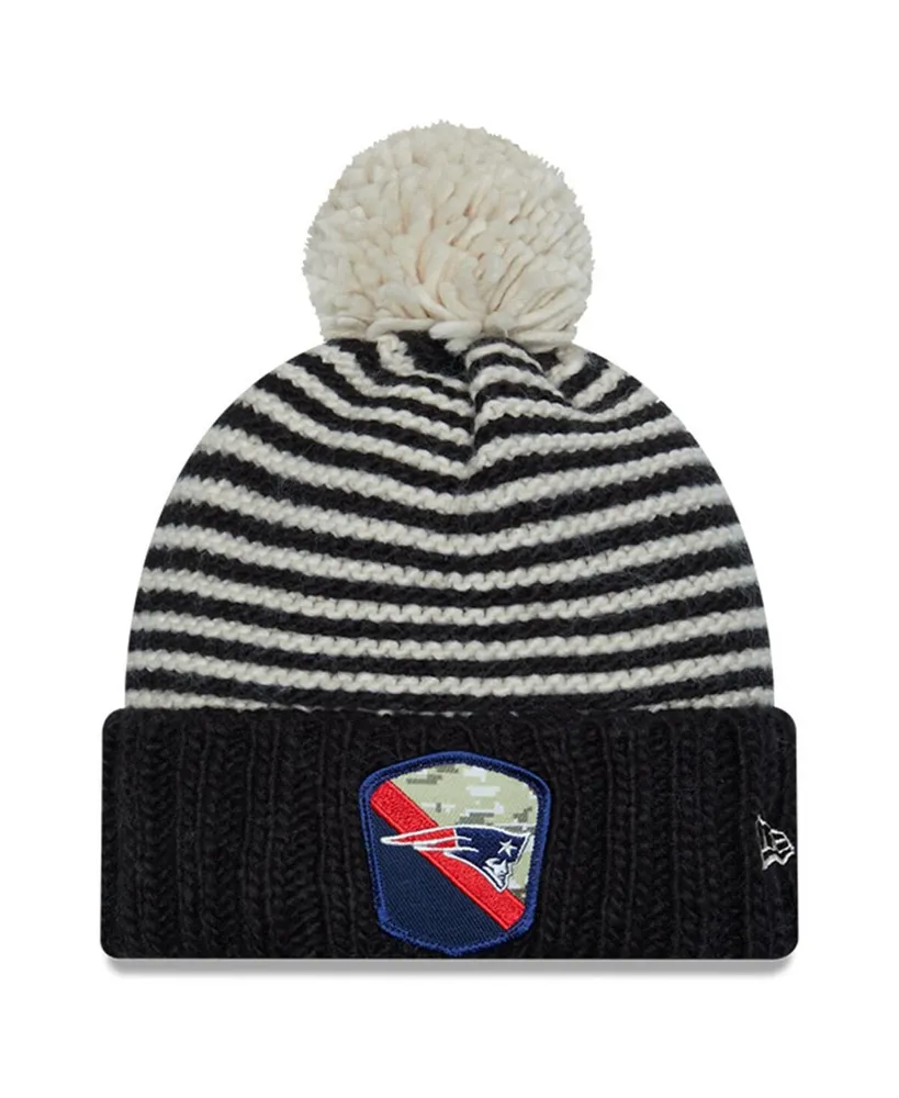 Women's New Era Black New England Patriots 2023 Salute To Service Cuffed Pom Knit Hat