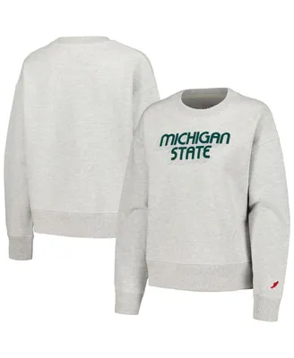 Women's League Collegiate Wear Ash Michigan State Spartans Boxy Pullover Sweatshirt