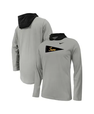 Big Boys Nike Gray Iowa Hawkeyes Sideline Performance Long Sleeve Hoodie T-shirt
