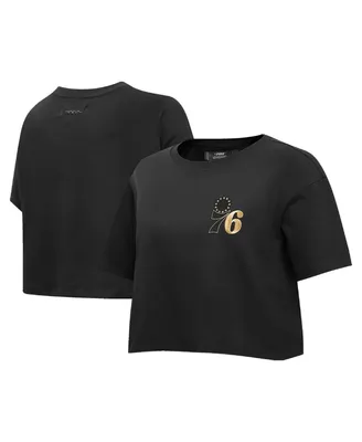 Women's Pro Standard Black Philadelphia 76ers Holiday Glam Boxy T-shirt