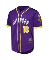 Men's Pro Standard Justin Jefferson Purple Minnesota Vikings Mesh Baseball Button-Up T-shirt