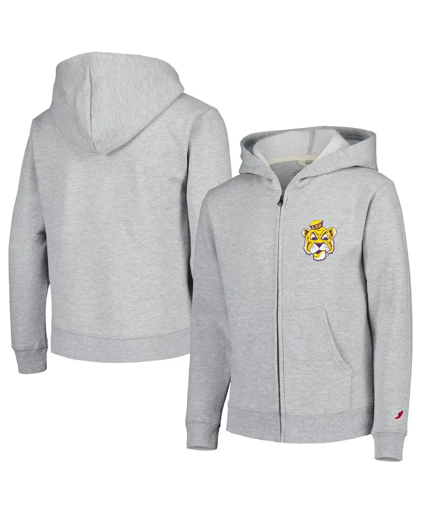 Big Boys League Collegiate Wear Heather Gray Lsu Tigers Full-Zip Hoodie