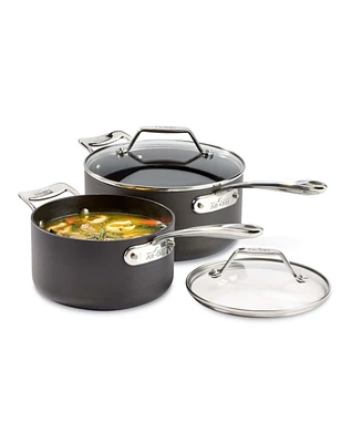 All-Clad Essentials Hard Anodized Nonstick Cookware Set, 2-piece Sauce Pan Set with lids