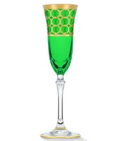 Lorren Home Trends Multicolor Champagne Flutes with Gold-Tone Rings, Set of 4