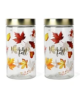 American Atelier Fall Leaves Glass Jar