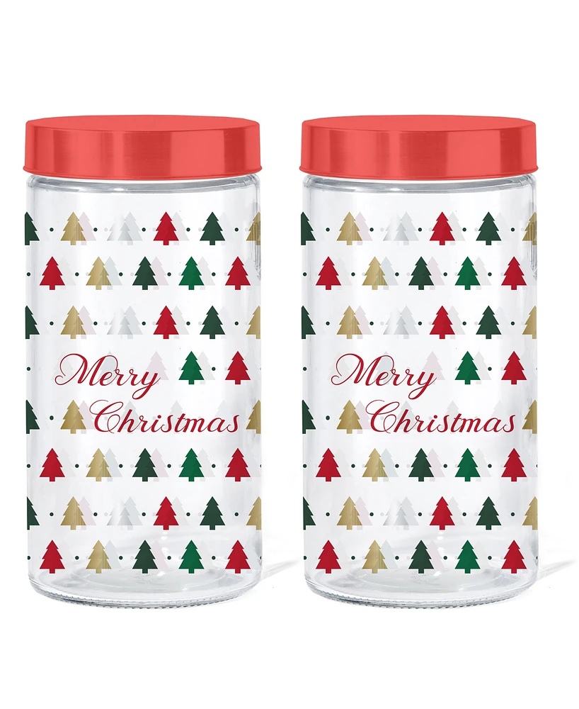 Style Setter Trees "Merry Christmas" Glass Jar, 60 oz