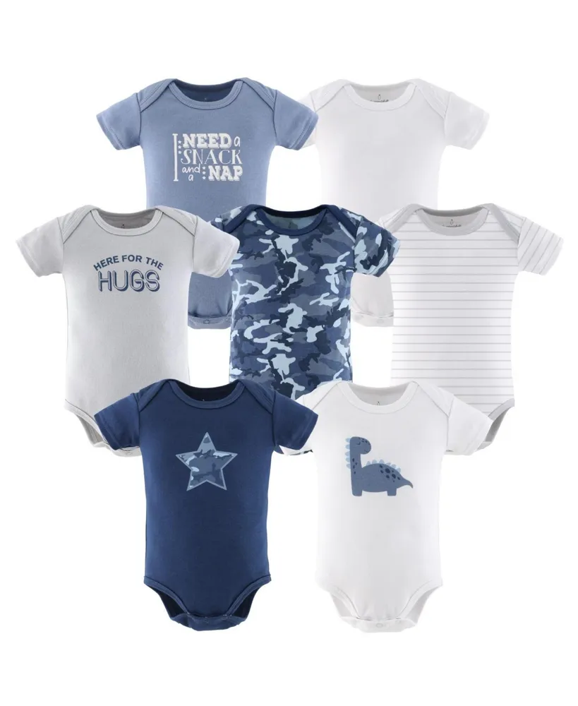 The Peanutshell Baby Boy Bodysuits, 7-Pack, Blue Camo