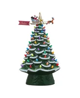 90th Anniversary Collection 16" Lit Ceramic Tree with Animated Santa's Sleigh