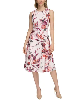 Calvin Klein Women's Printed A-Line Midi Dress