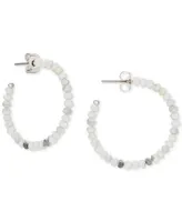 Lucky Brand Silver-Tone Beaded Hoop Earrings, 1-1/4"