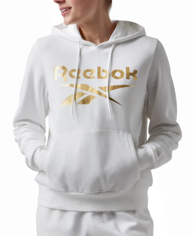 Reebok Women's Metallic Foil Logo Pullover Fleece Hoodie, A Macy's