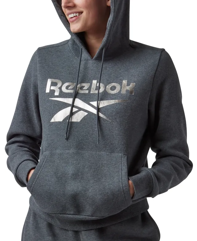 Reebok Women's Metallic Foil Logo Pullover Fleece Hoodie, A Macy's Exclusive