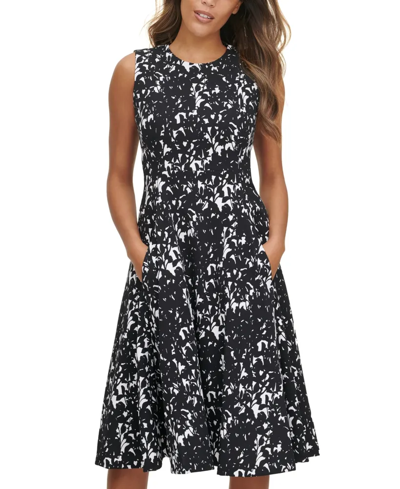 Calvin Klein Petite Printed A-Line Sleeveless Dress