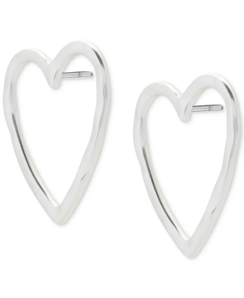 Lucky Brand Silver-Tone Open Heart Stud Earrings