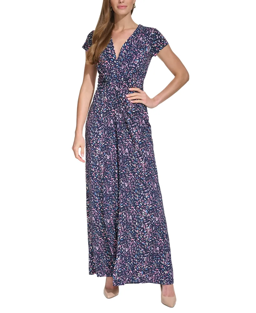 Vince Camuto Petite Printed Twist-Front Jumpsuit