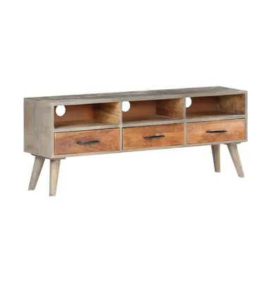 Tv Stand Gray 51.2"x13.8"x20.1" Solid Rough Mango Wood