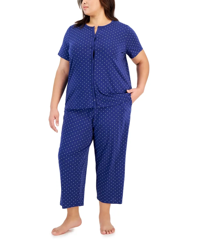 Charter Club Plus Size 2-Pc. Cotton Cropped Pajamas Set, Created for Macy's