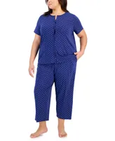 Charter Club Plus Size 2-Pc. Cotton Cropped Pajamas Set, Created for Macy's
