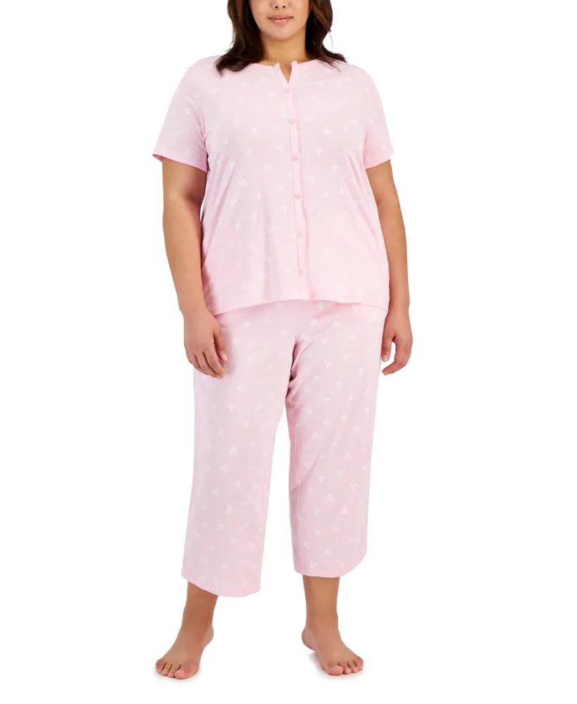 Charter Club Plus 2-Pc. Cotton Cropped Pajamas Set, Created for Macy's