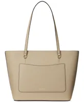 Lauren Ralph Crosshatch Leather Medium Karly Shopper Tote