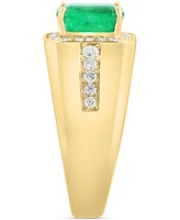 Effy Men's Emerald (2-1/5 ct. t.w.) & Diamond (1/2 ct. t.w.) Halo Ring in 14k Gold