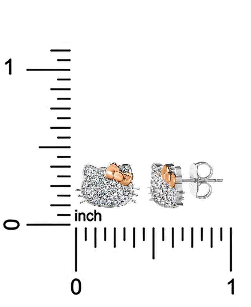 Hello Kitty Diamond Pave Stud Earrings (1/4 ct. t.w.) in 10k White & Rose Gold