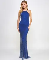 B Darlin Juniors' Embellished Halter Gown