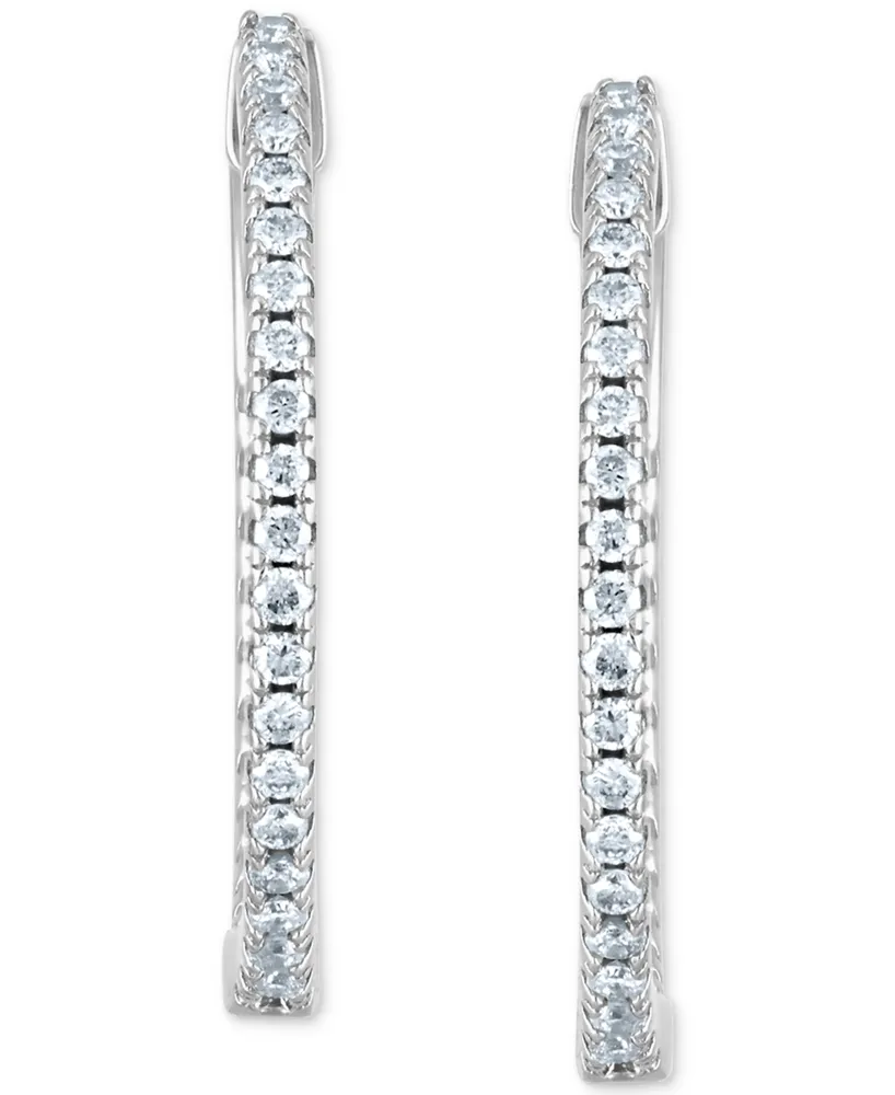 Diamond In & Out Small Hoop Earrings (1/4 ct. t.w.) in 10k White Gold