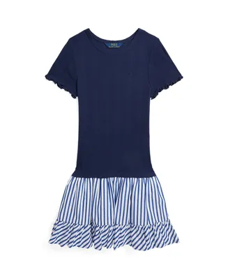 Polo Ralph Lauren Big Girls Woven-Skirt Pointelle-Knit Cotton Dress