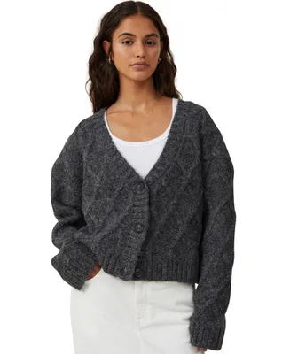 Cotton On Women's Luxe Cable Boucle Cardigan Sweater