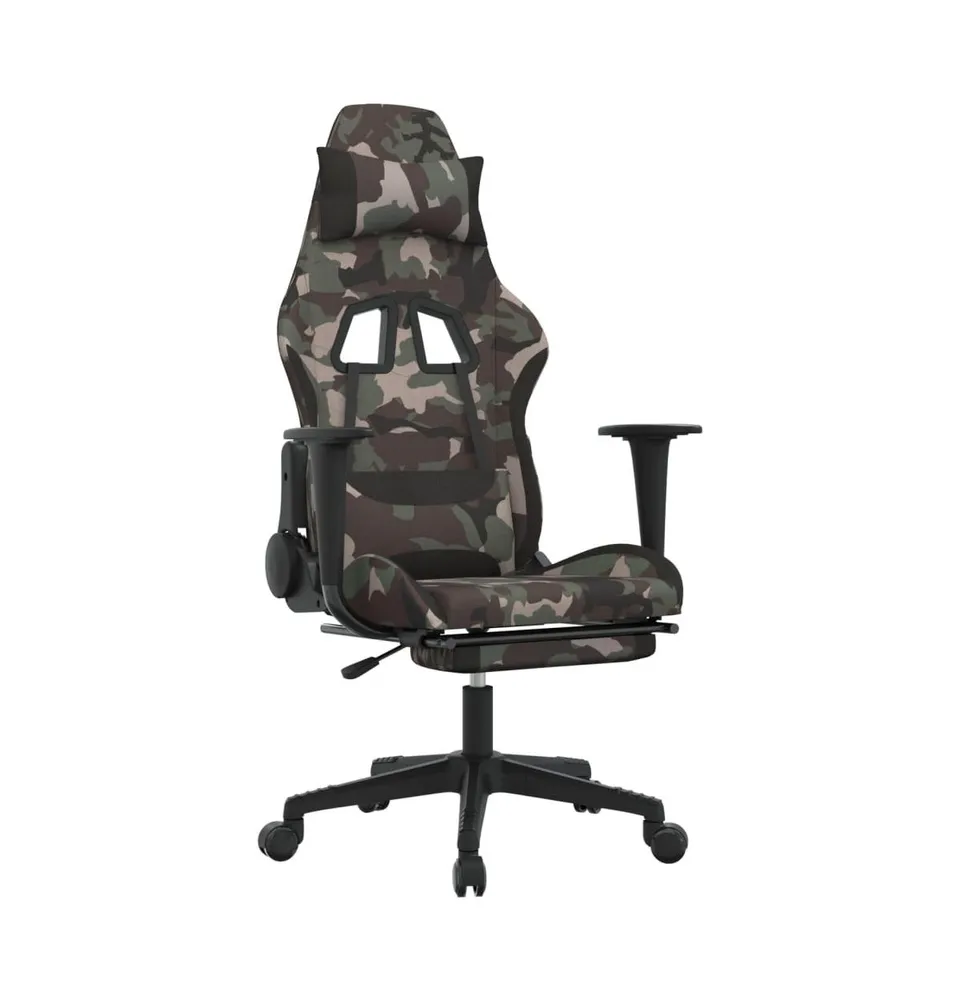 Massage Gaming Chair with Footrest Black and Camouflage Fabric