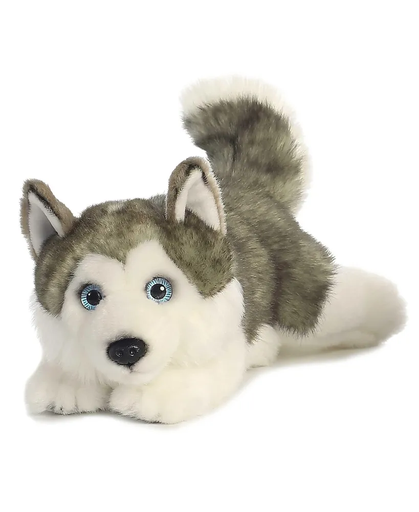 Aurora Medium Lying Husky Miyoni Realistic Plush Toy Gray 11"