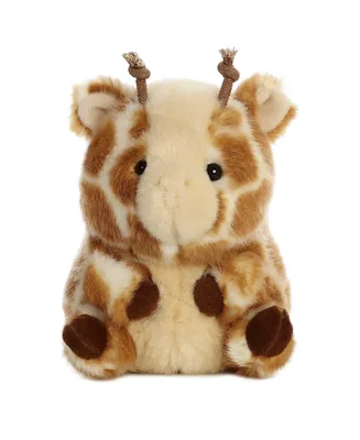 Aurora Mini Giminy Giraffe Rolly Pet Round Plush Toy Brown 5"
