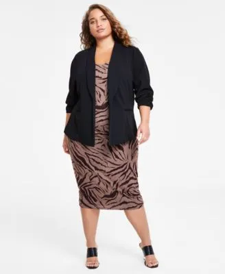 Bar Iii Trendy Plus Size Zebra Print Bodycon Midi Dress Knit Drape Front Balzer Created For Macys