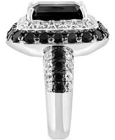 Effy Onyx & White Topaz (1-1/2 ct. t.w.) Halo Ring in Sterling Silver