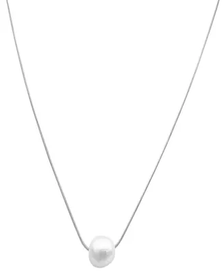 Adornia Silver-Tone Freshwater Pearl (10mm) Pendant Necklace, 16" + 2" extender