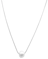 Adornia Silver-Tone Freshwater Pearl (10mm) Pendant Necklace, 16" + 2" extender