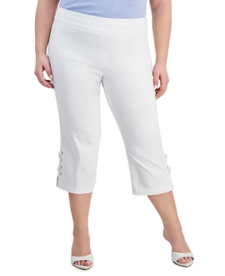 Jm Collection Plus Side Lace-Up Capri Pants, Created for Macy's