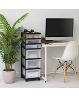 Iris 6-Drawer Storage Cart with Organizer Top, Black