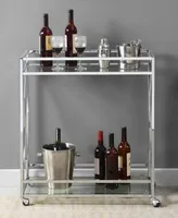 Convenience Concepts 29.25" Chrome Oxford Glass Bar Cart With Shelf