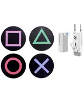 PlayStation Metal Drink Coasters - Set of Four - Game Room Decor With Bolt Axtion Bundle