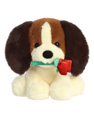 Aurora Small Val Pets A Rose For You Pup Valentine Heartwarming Plush Toy Brown 9"