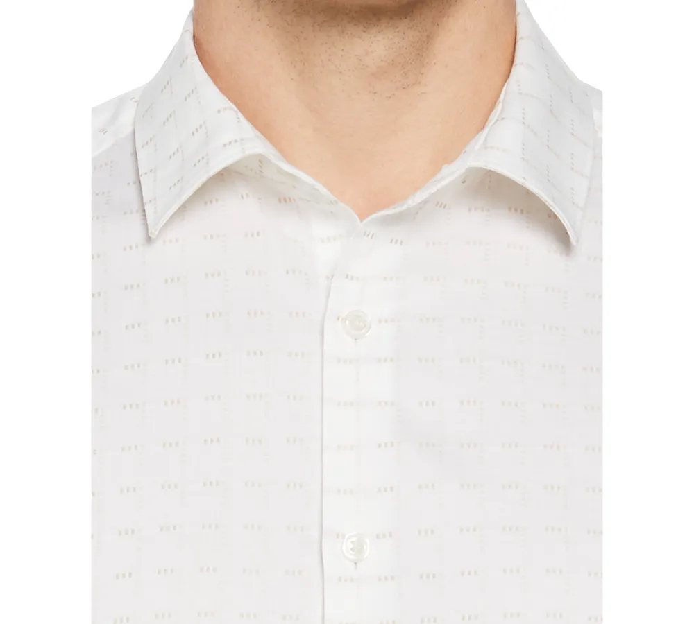 Perry Ellis Men's Dobby Geo-Print Long-Sleeve Button-Front Shirt