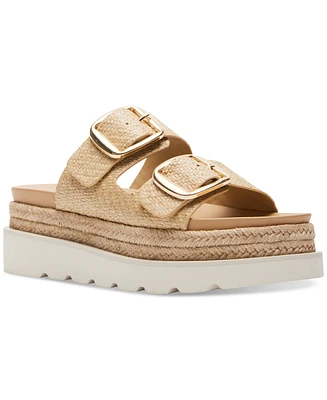 Madden Girl Mythiccal Slip-On Buckled Banded Platform Raffia Sandals