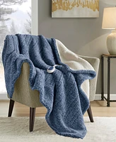 True North by Sleep Philosophy Marbled Sherpa Heated Throw, 50" x 60"